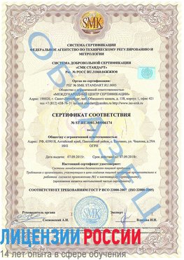 Образец сертификата соответствия Архангельск Сертификат ISO 22000